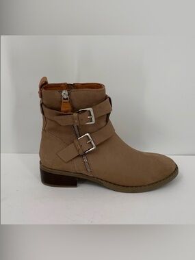 Gentle Souls Brena Moto ankle boots tan buckle zipper leather brown women 9